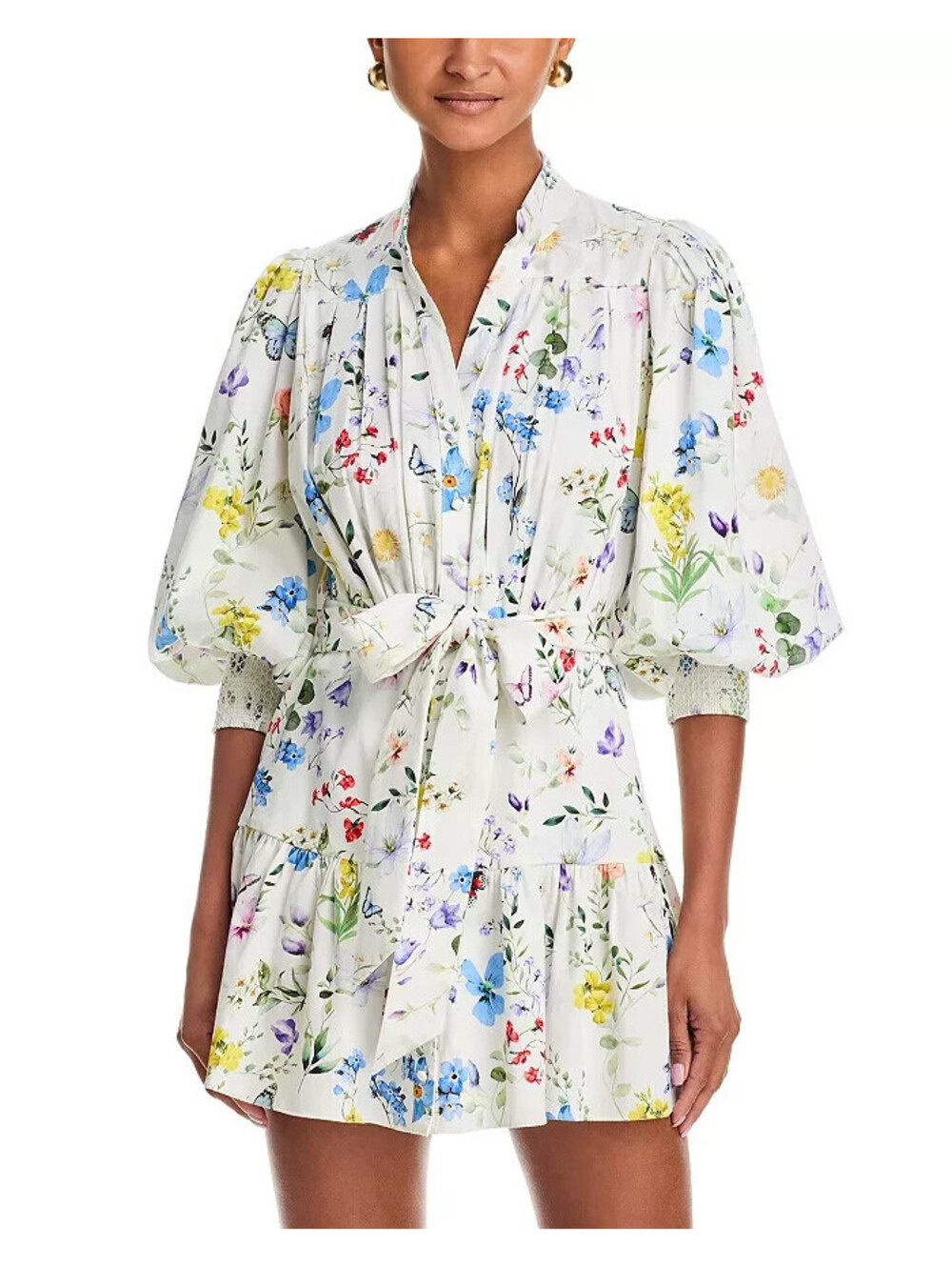 NEW, alice + olivia Cora Mini Dress in Twisting Vines Off White Sz L #MD2260